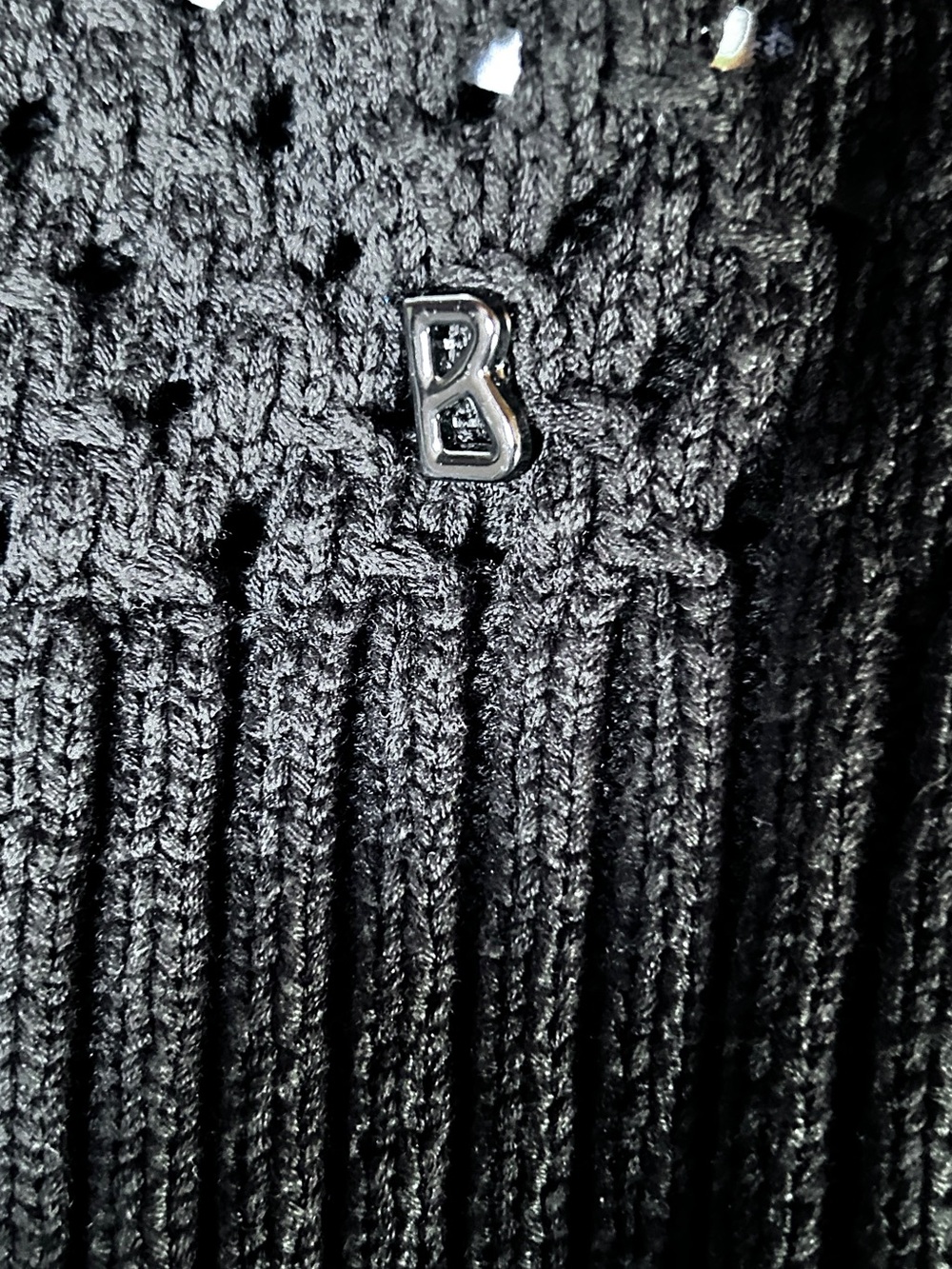 Bogner Black Open-Weave Collared Pullover - Picture 5 of 7